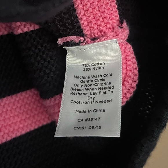 {Talbots} Shawl Collar Striped Cardigan Sweater in Pink & Navy - Womens Large - Picture 8 of 8